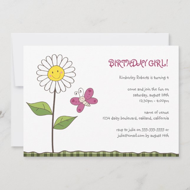 Invitación de la fiesta de cumpleaños de los (Anverso)