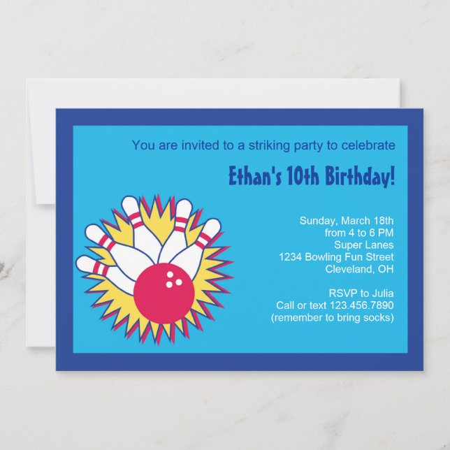 Invitación de la fiesta de cumpleaños de los bolos (Anverso)