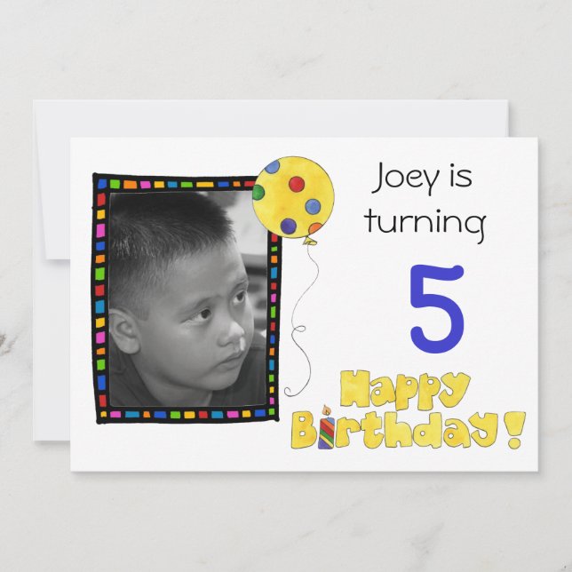 Invitación de la fiesta de cumpleaños de los niños (Anverso)