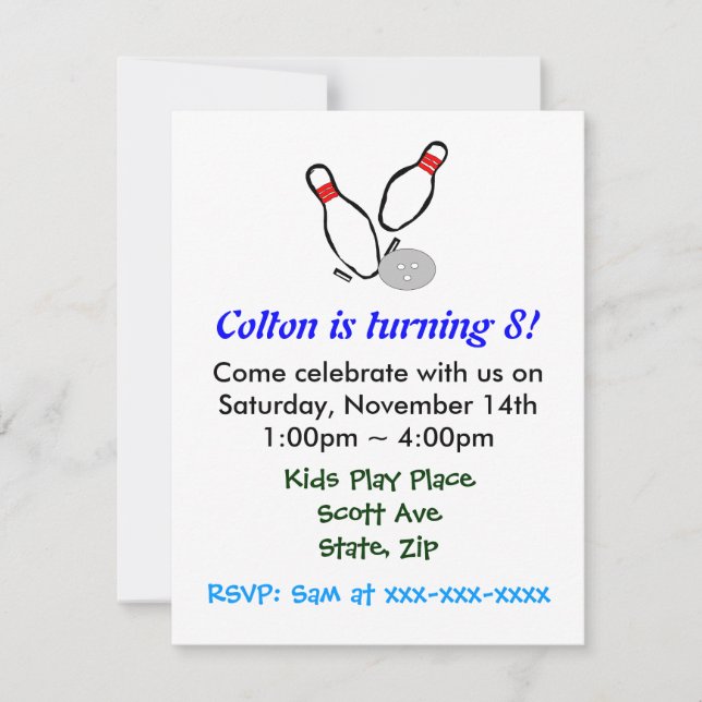 Invitación de la fiesta de cumpleaños de los niños (Anverso)