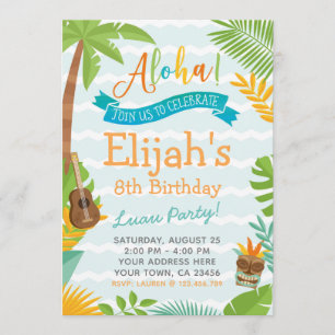 Invitación de la fiesta de cumpleaños de Luau