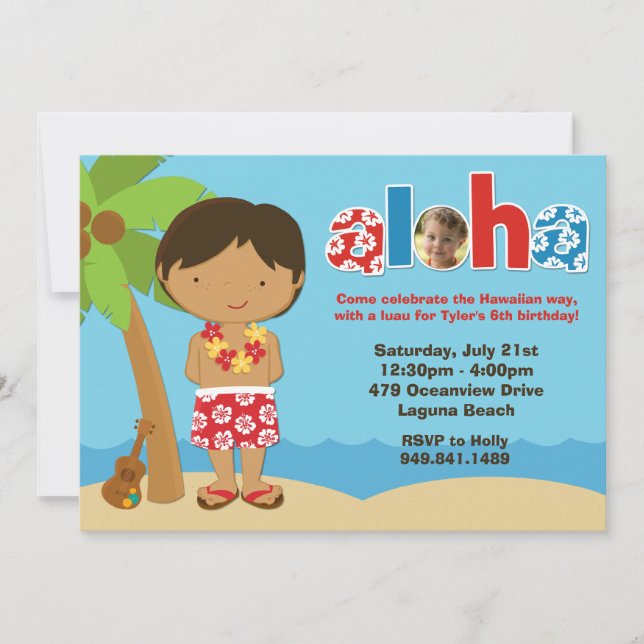 Invitación de la fiesta de cumpleaños de Luau de (Anverso)