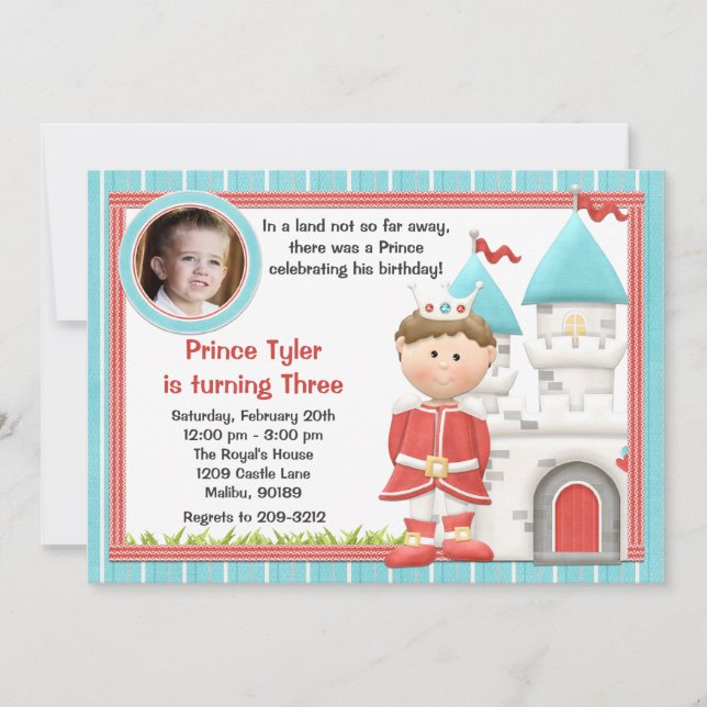 Invitación de la fiesta de cumpleaños de príncipe (Anverso)