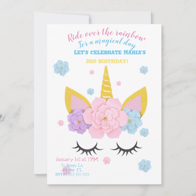 Invitación de la fiesta de cumpleaños del (Anverso)