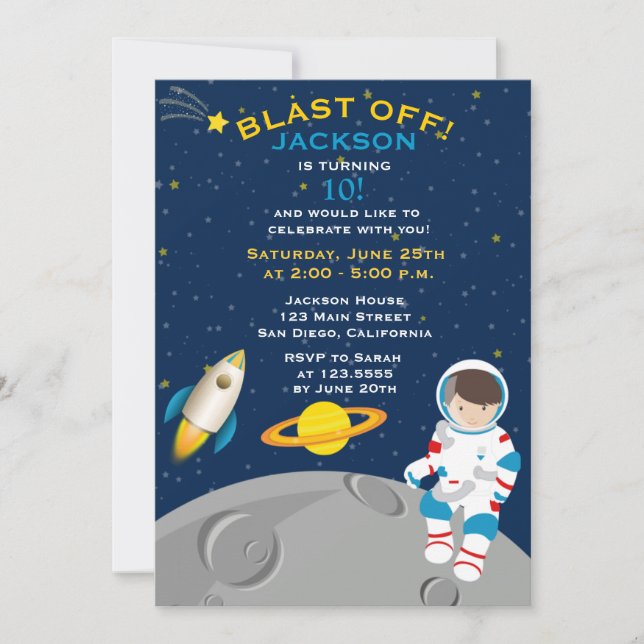 Invitación de la fiesta de cumpleaños del (Anverso)