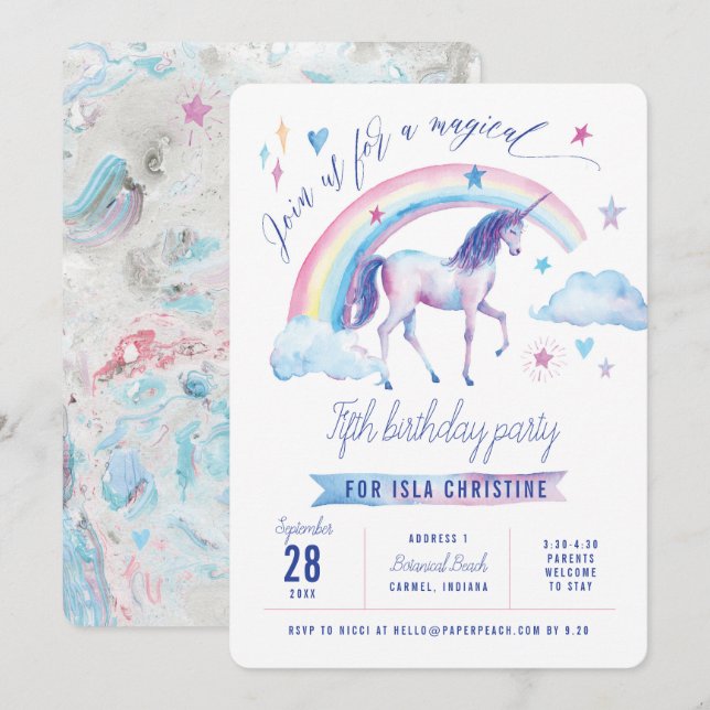 Invitación de la fiesta de cumpleaños del arco (Anverso / Reverso)