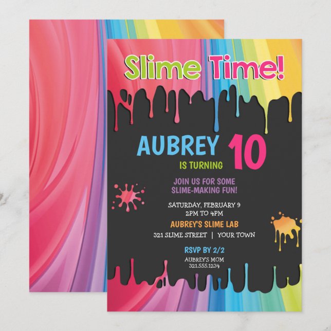 Invitación de la fiesta de cumpleaños del arco (Anverso / Reverso)