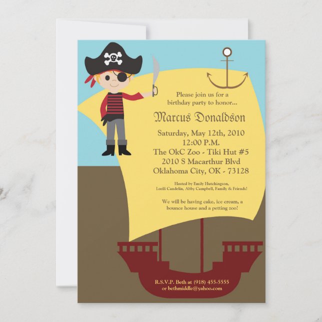 invitación de la fiesta de cumpleaños del barco (Anverso)