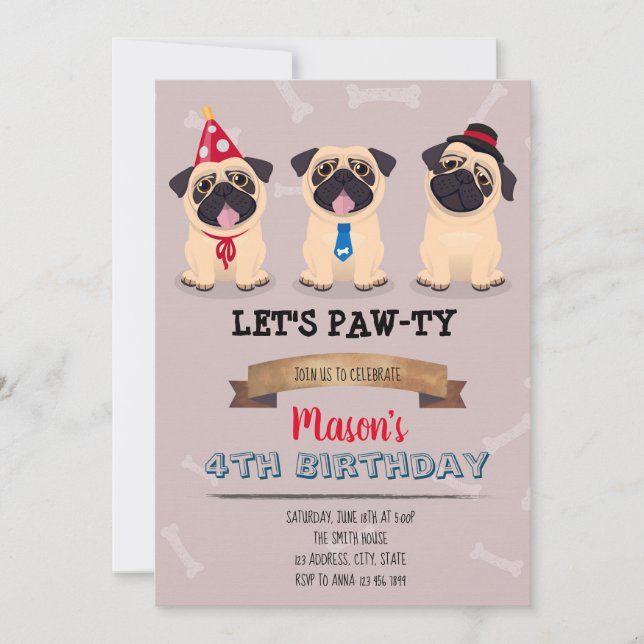 Invitación de la fiesta de cumpleaños del barro (Anverso)