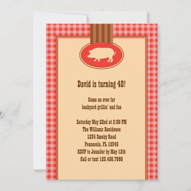 Invitación de la fiesta de cumpleaños del Bbq (Anverso)