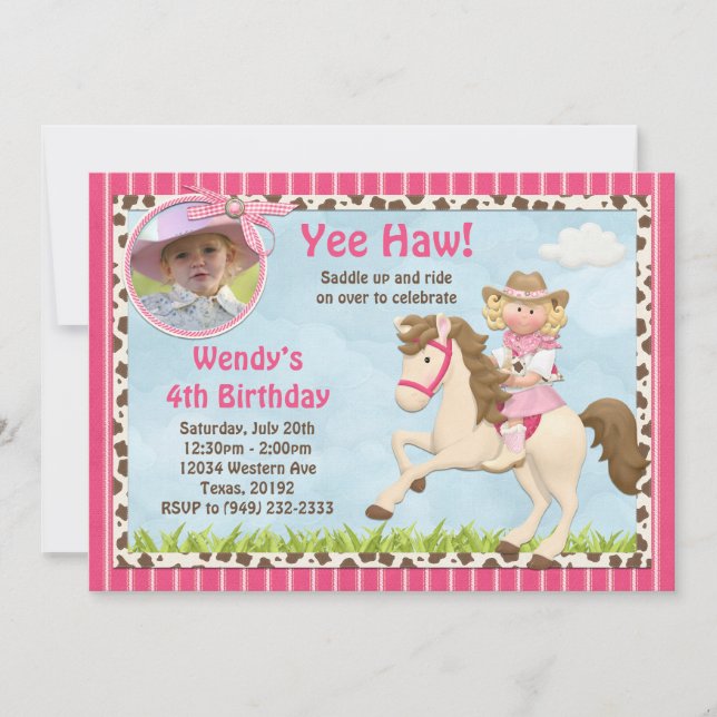 Invitación de la fiesta de cumpleaños del caballo (Anverso)
