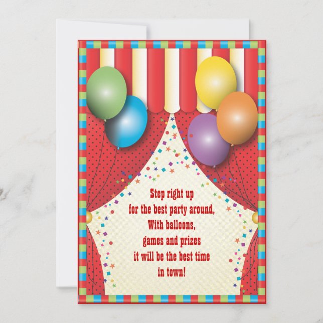 Invitación de la fiesta de cumpleaños del carnaval (Anverso)