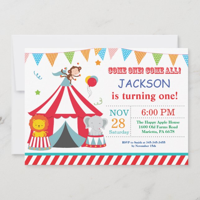 Invitación de la fiesta de cumpleaños del carnaval (Anverso)