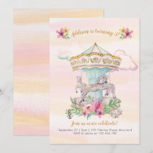 Invitación de la fiesta de cumpleaños del carrusel