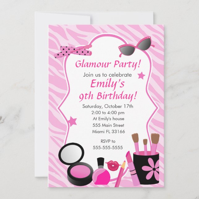 Invitación de la fiesta de cumpleaños del chica (Anverso)