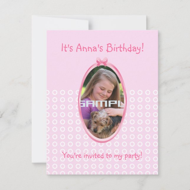 Invitación de la fiesta de cumpleaños del chica de (Anverso)