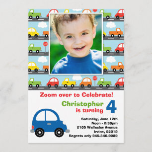 Invitación de la fiesta de cumpleaños del coche