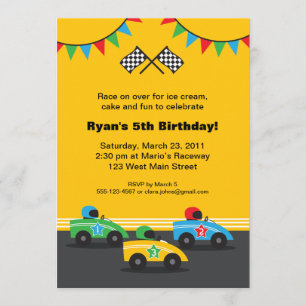 Invitación de la fiesta de cumpleaños del coche de