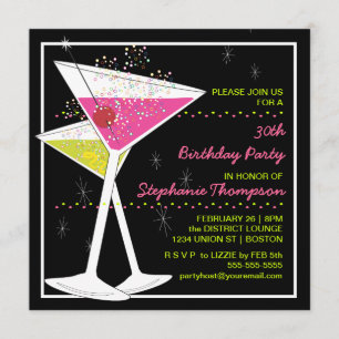 Invitación de la fiesta de cumpleaños del cóctel