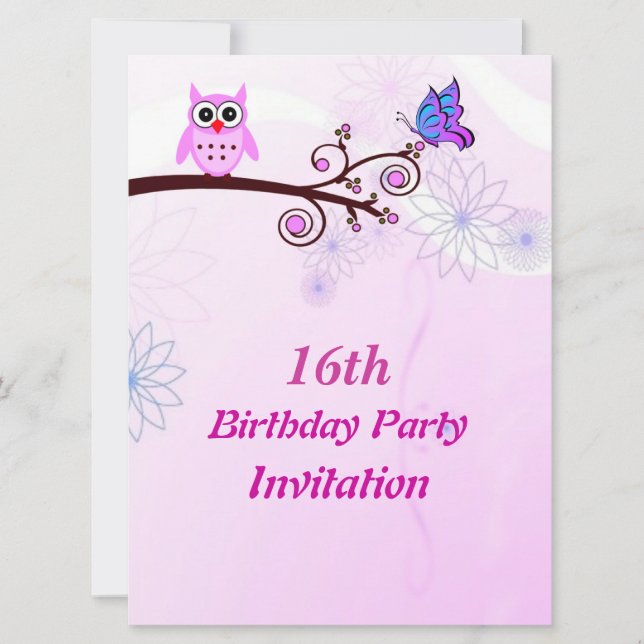 Invitación de la fiesta de cumpleaños del dulce 16 (Anverso)