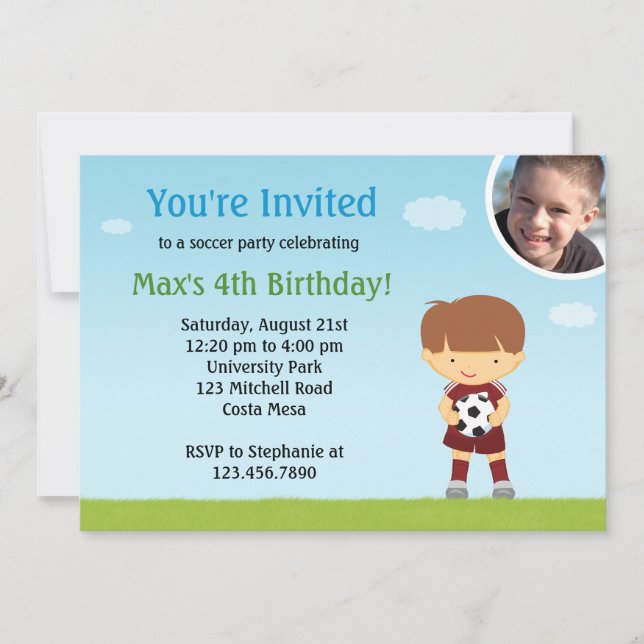 Invitación de la fiesta de cumpleaños del fútbol (Anverso)