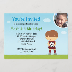 Invitación de la fiesta de cumpleaños del fútbol