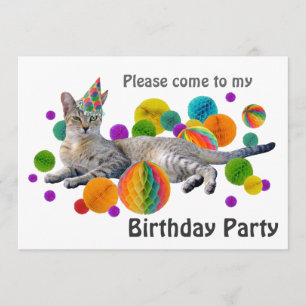 Invitación de la fiesta de cumpleaños del gato del