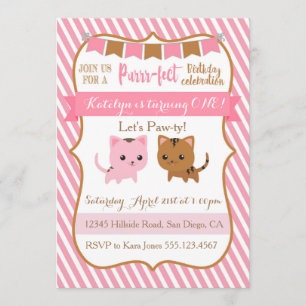 Invitación de la fiesta de cumpleaños del gato del