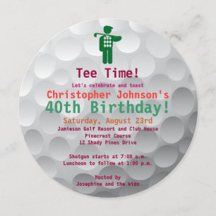 Invitación de la fiesta de cumpleaños del golf