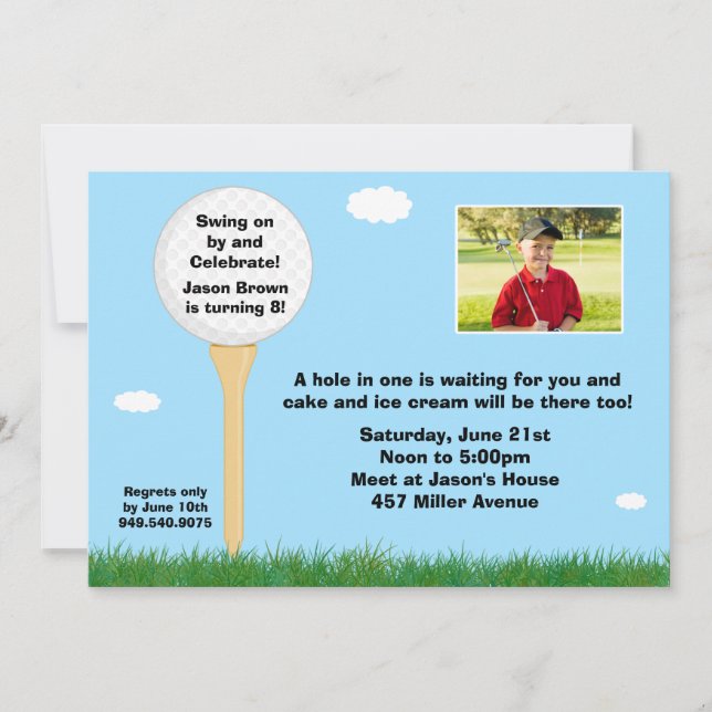 Invitación de la fiesta de cumpleaños del golf (Anverso)