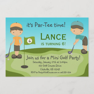 Invitación de la fiesta de cumpleaños del golf de
