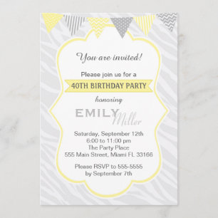 Invitación de la fiesta de cumpleaños del gris