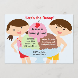 Invitación de la fiesta de cumpleaños del helado