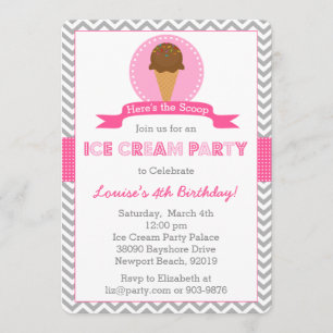 Invitación de la fiesta de cumpleaños del helado