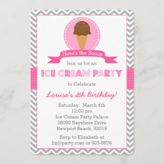 Invitación de la fiesta de cumpleaños del helado