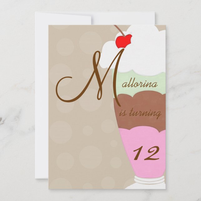 Invitación de la fiesta de cumpleaños del helado (Anverso)