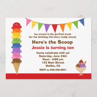 Invitación de la fiesta de cumpleaños del helado