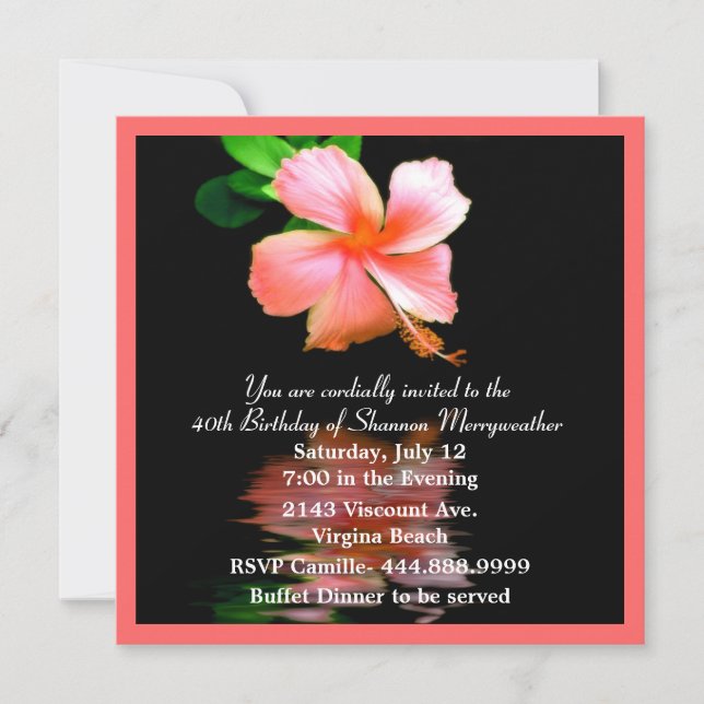 Invitación de la fiesta de cumpleaños del hibisco (Anverso)