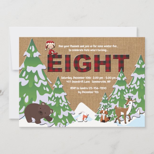 Invitación de la fiesta de cumpleaños del invierno (Anverso)