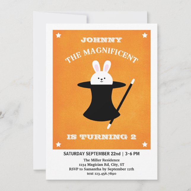 Invitación de la fiesta de cumpleaños del mago (Anverso)