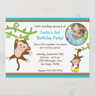 Invitación de la fiesta de cumpleaños del mono