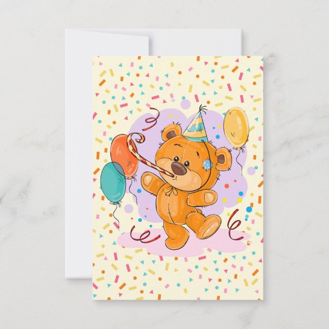 Invitación de la fiesta de cumpleaños del oso de (Reverso)