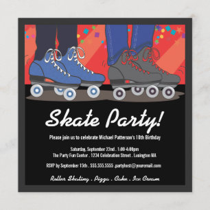 Invitación de la fiesta de cumpleaños del patinaje
