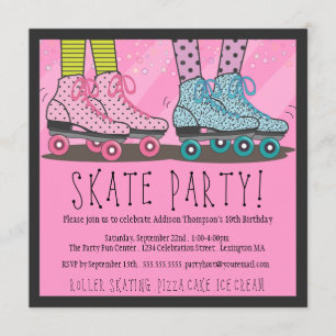 Invitación de la fiesta de cumpleaños del patinaje