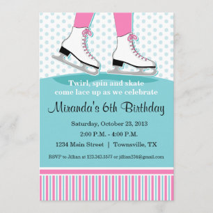 Invitación de la fiesta de cumpleaños del patinaje