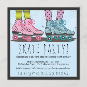 Invitación de la fiesta de cumpleaños del patinaje