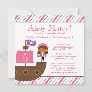 Invitación de la fiesta de cumpleaños del pirata