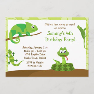 Invitación de la fiesta de cumpleaños del reptil