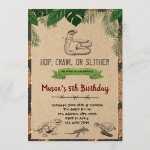 Invitación de la fiesta de cumpleaños del reptil