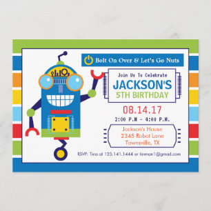 Invitación de la fiesta de cumpleaños del robot